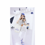 24745#2014新款女裝 時尚韓版貼布印花寬松大碼條紋T恤