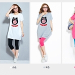 25629#2014新款女裝 韓版寬松大碼大嘴貓孕婦短袖T恤