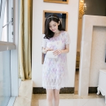 25729#2014新款女裝 韓版時尚寬松大碼雪紡蕾絲雙層孕婦連衣裙